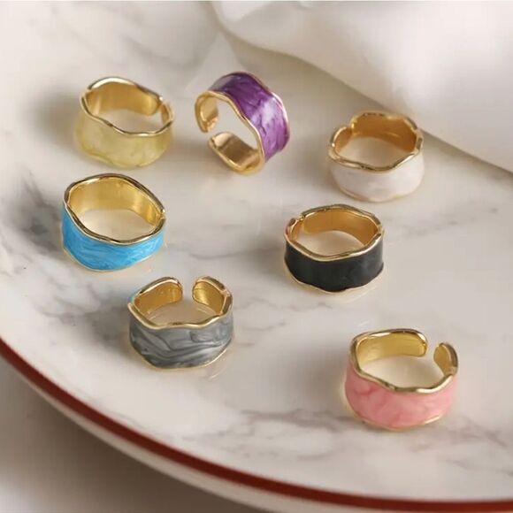 Adjustable Multicolor Enamel Ladies Rings - Picture 12 of 12